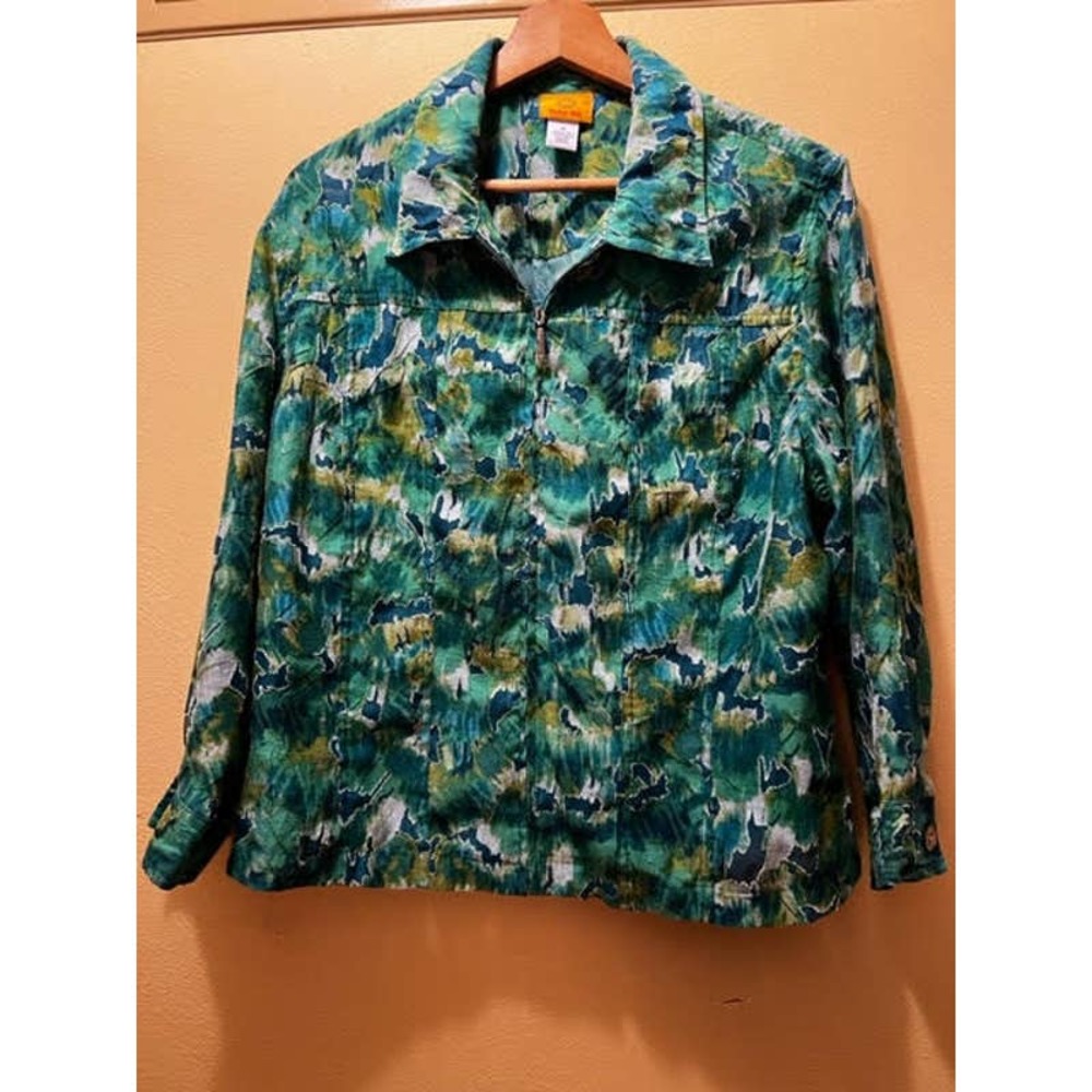 Ruby Rd. Green Multi Jacket, Zip Front Sz. 16